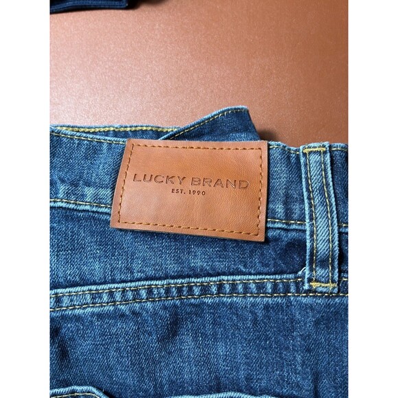 Lucky Brand Men's 33 Dark Wash Denim Distressed Straight Fit Jeans - Picture 8 of 8